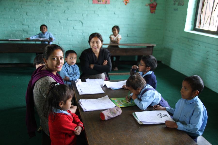 Classroom in one of the Namaste ONG partner schools in Nepal during a lesson
